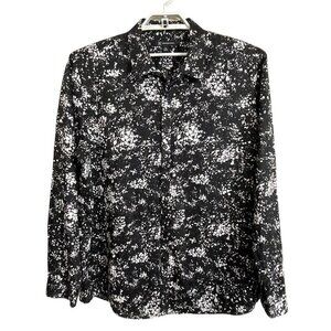 INC International Concepts Size XXL Black White Paint Splatter Pattern Button Up
